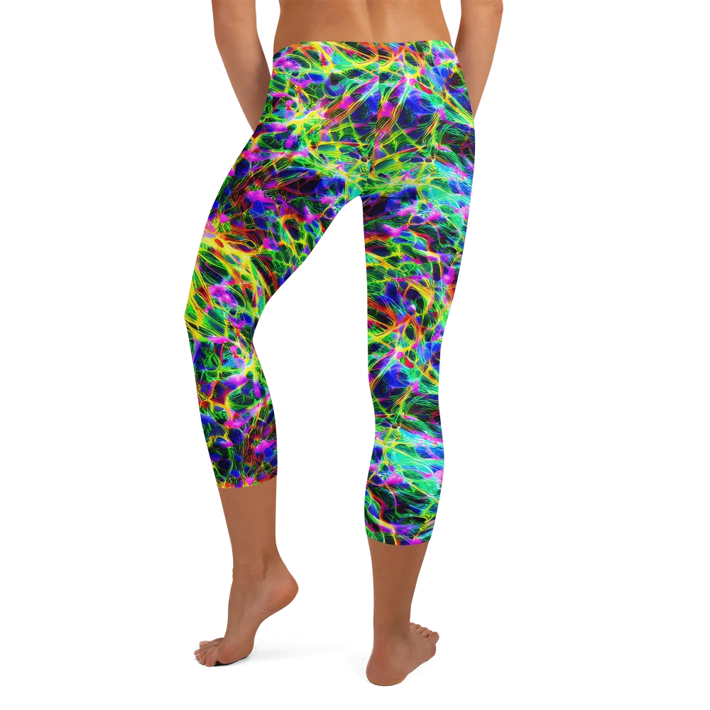 Psychedelic Rainforest on Capri Leggings — Back