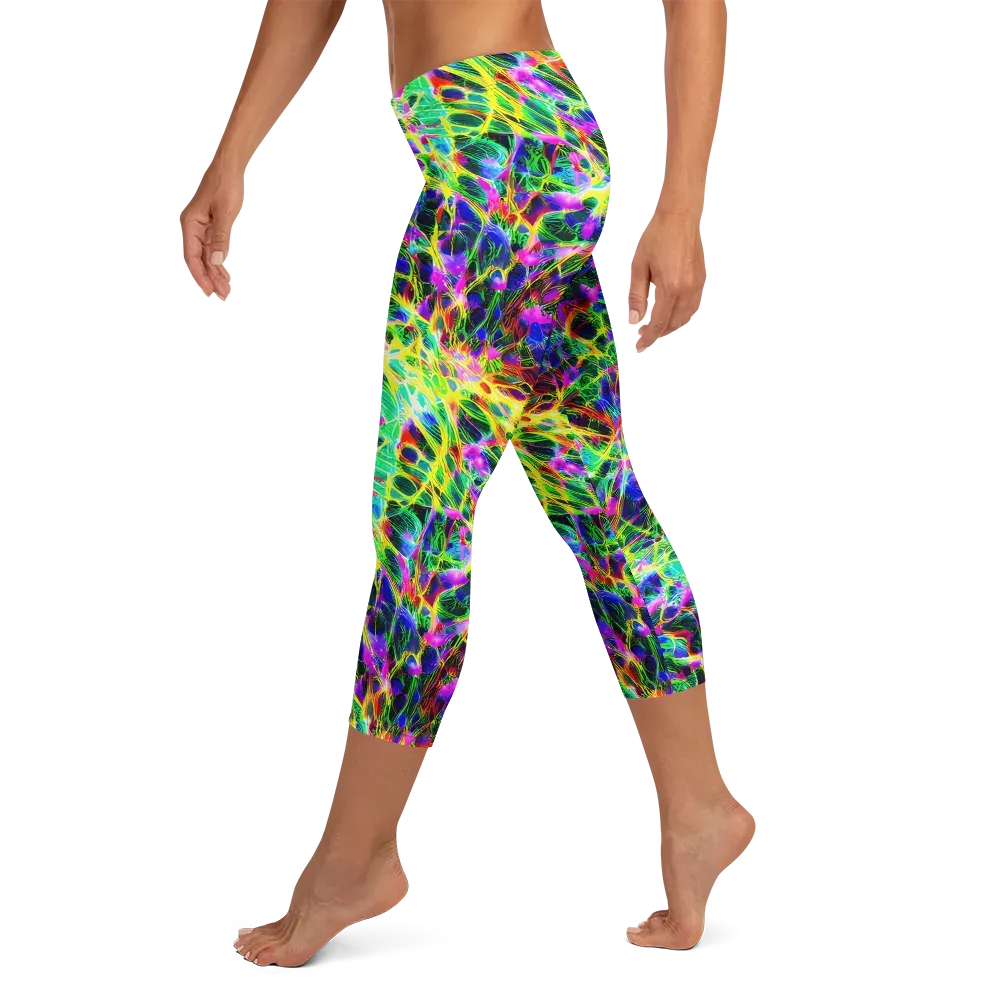 Psychedelic Rainforest on Capri Leggings — Left