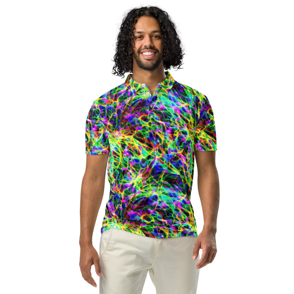 Psychedelic Rainforest on Men's Slim Fit Polo Shirt — Front