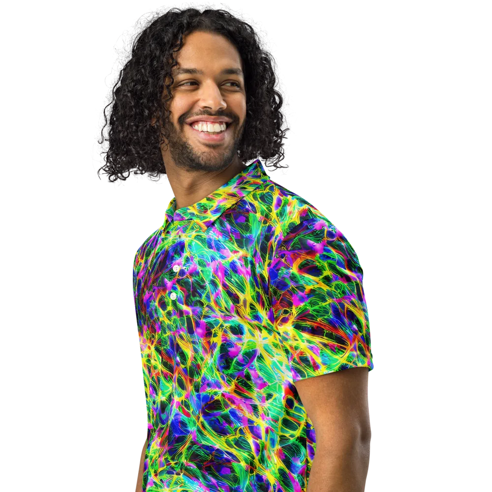 Psychedelic Rainforest on Men's Slim Fit Polo Shirt — Left Front