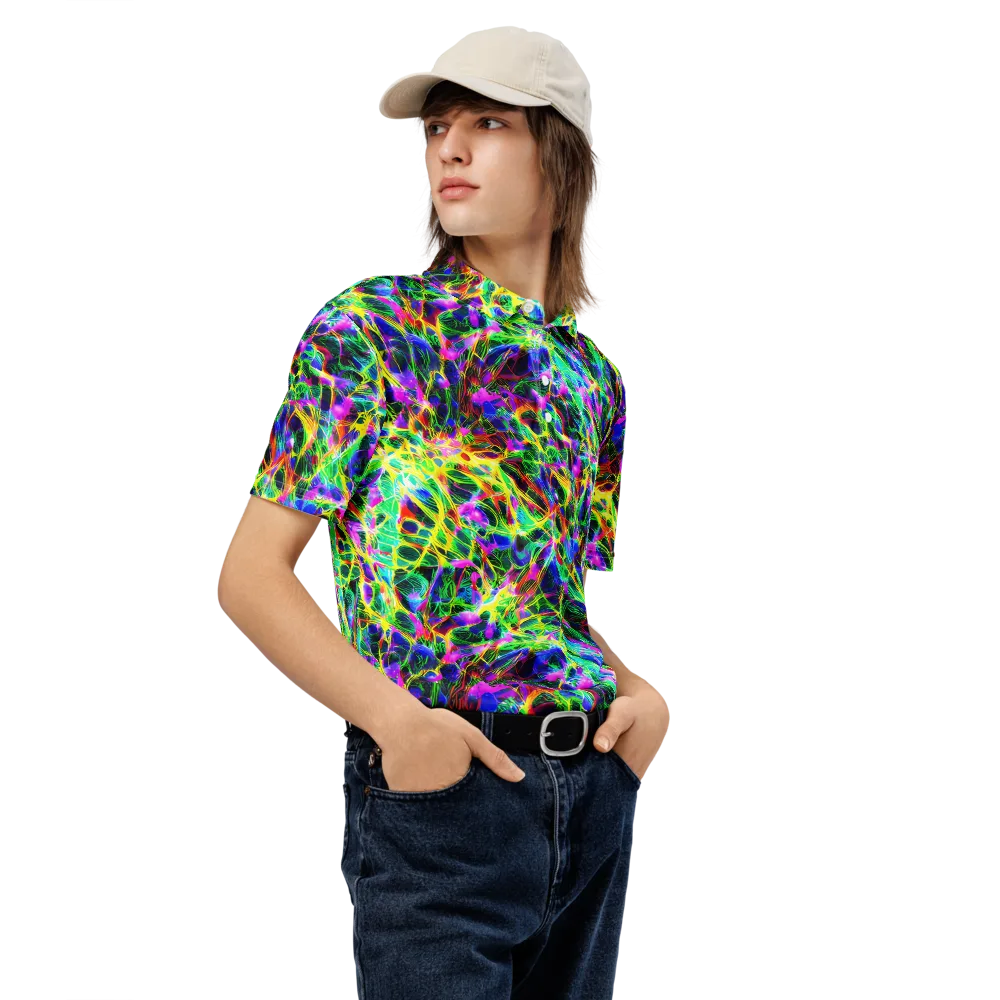 Psychedelic Rainforest on Men's Slim Fit Polo Shirt — Right Front