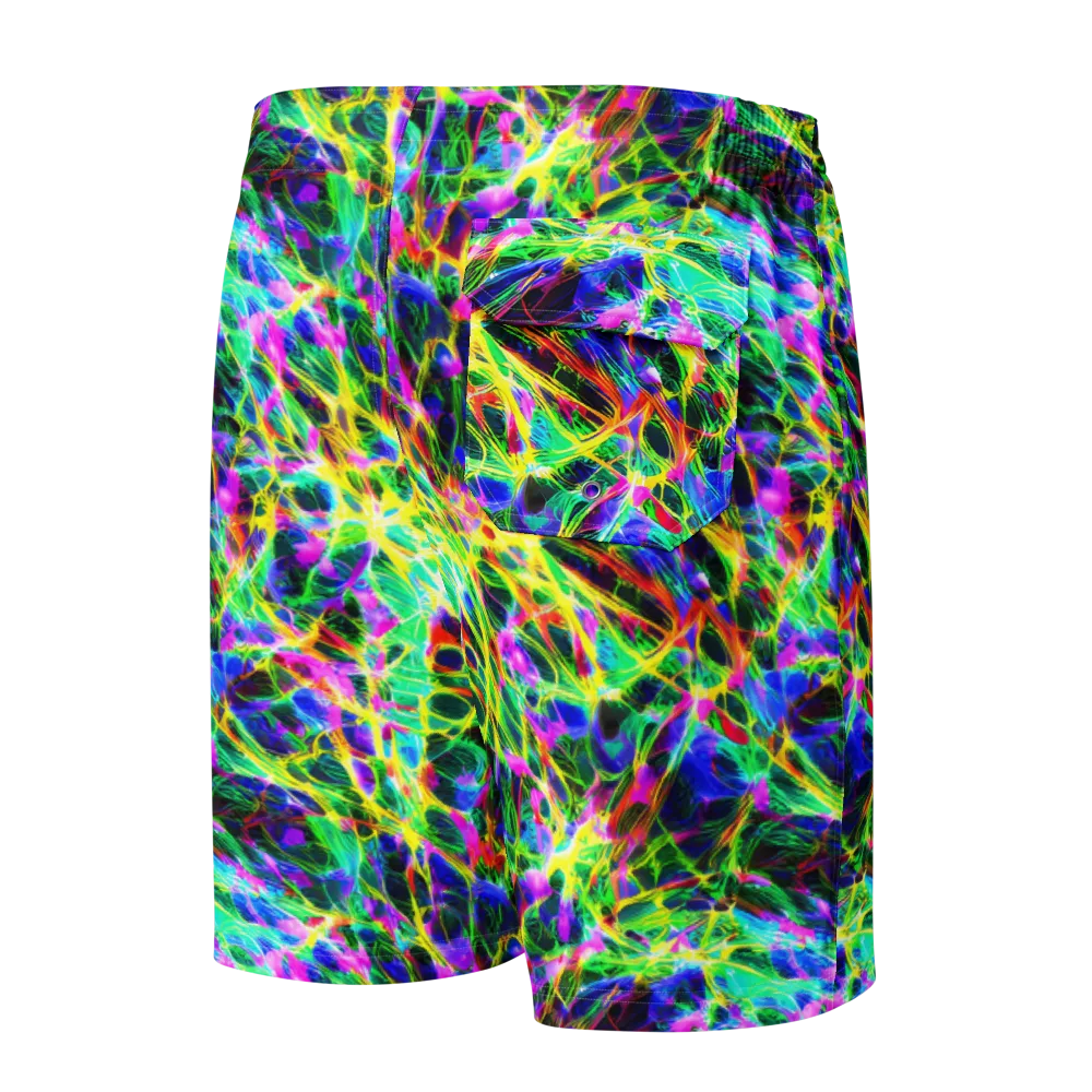 Psychedelic Rainforest on Men's Board Shorts — Back
