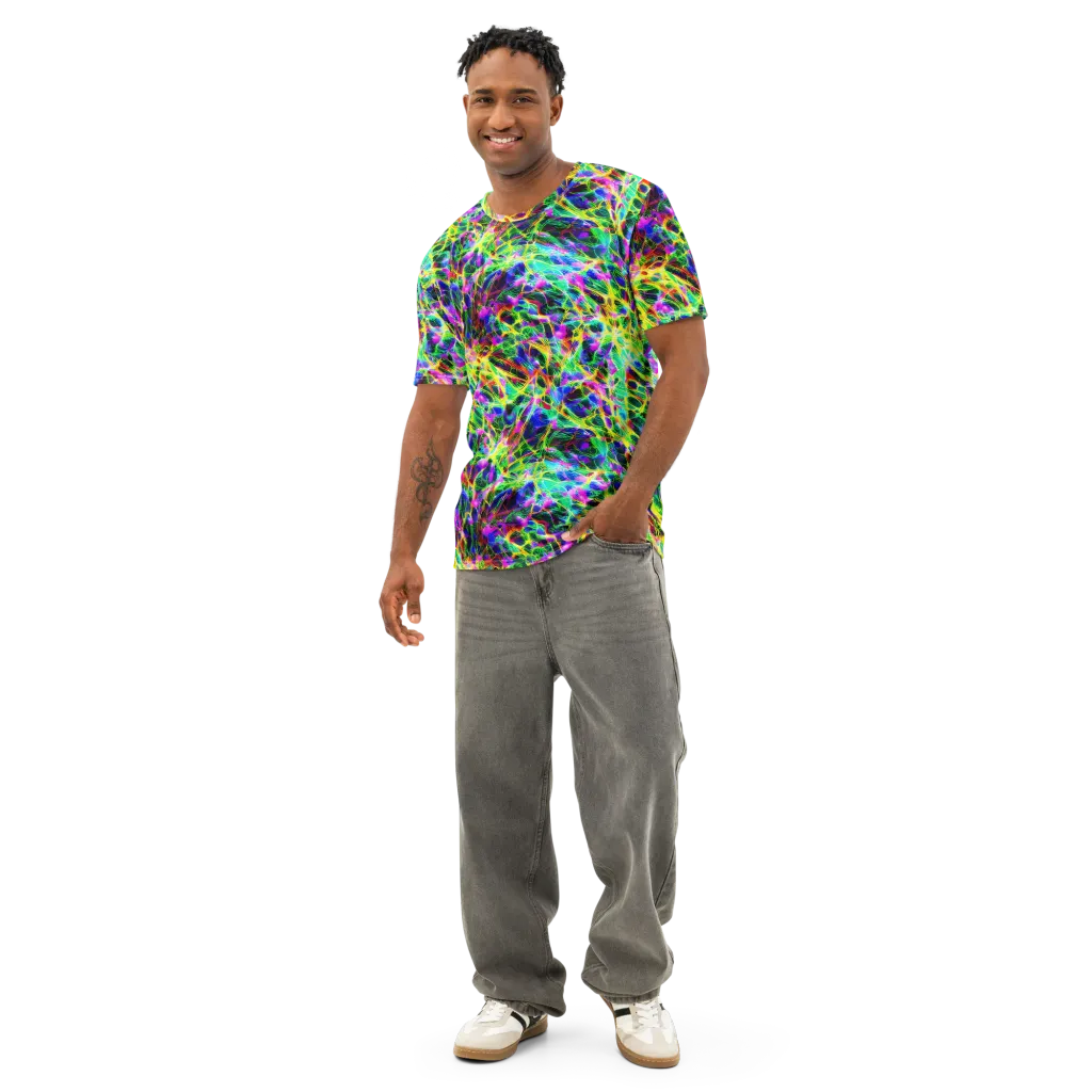 Psychedelic Rainforest on Men's Cotton Crew Neck T-Shirt — Front