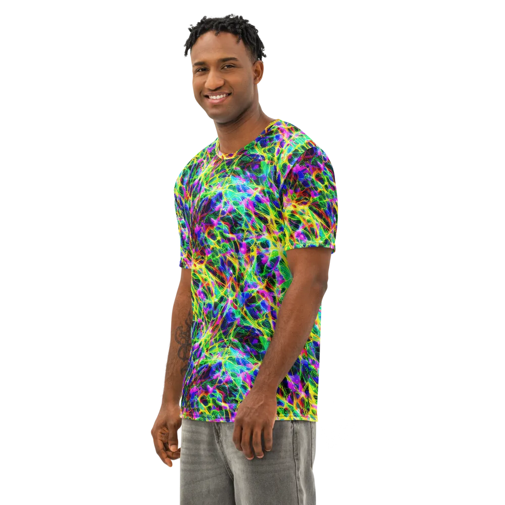 Psychedelic Rainforest on Men's Cotton Crew Neck T-Shirt — Left Front
