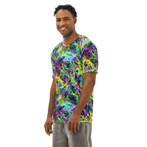 Psychedelic Rainforest on a Men's Cotton Crew Neck T-Shirt