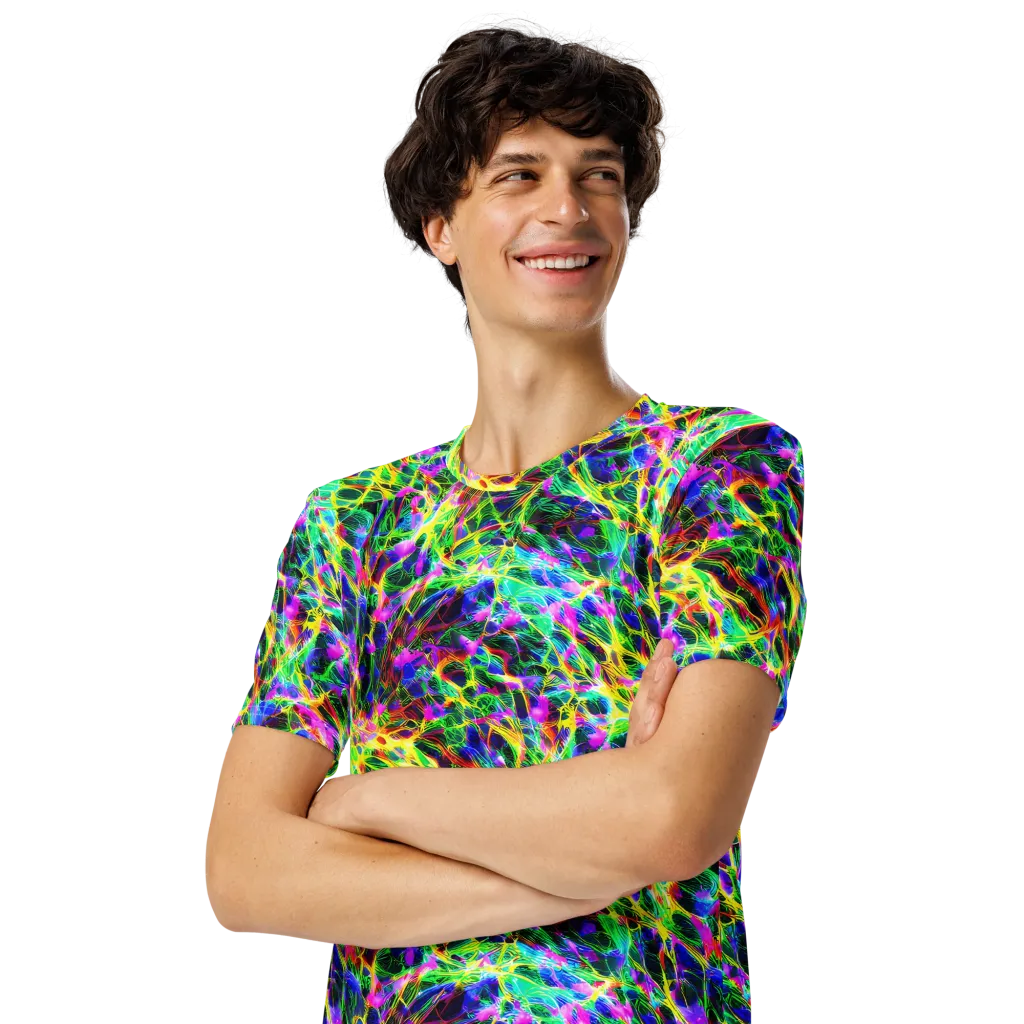 Psychedelic Rainforest on Men's Crew Neck T-Shirt — Left Front