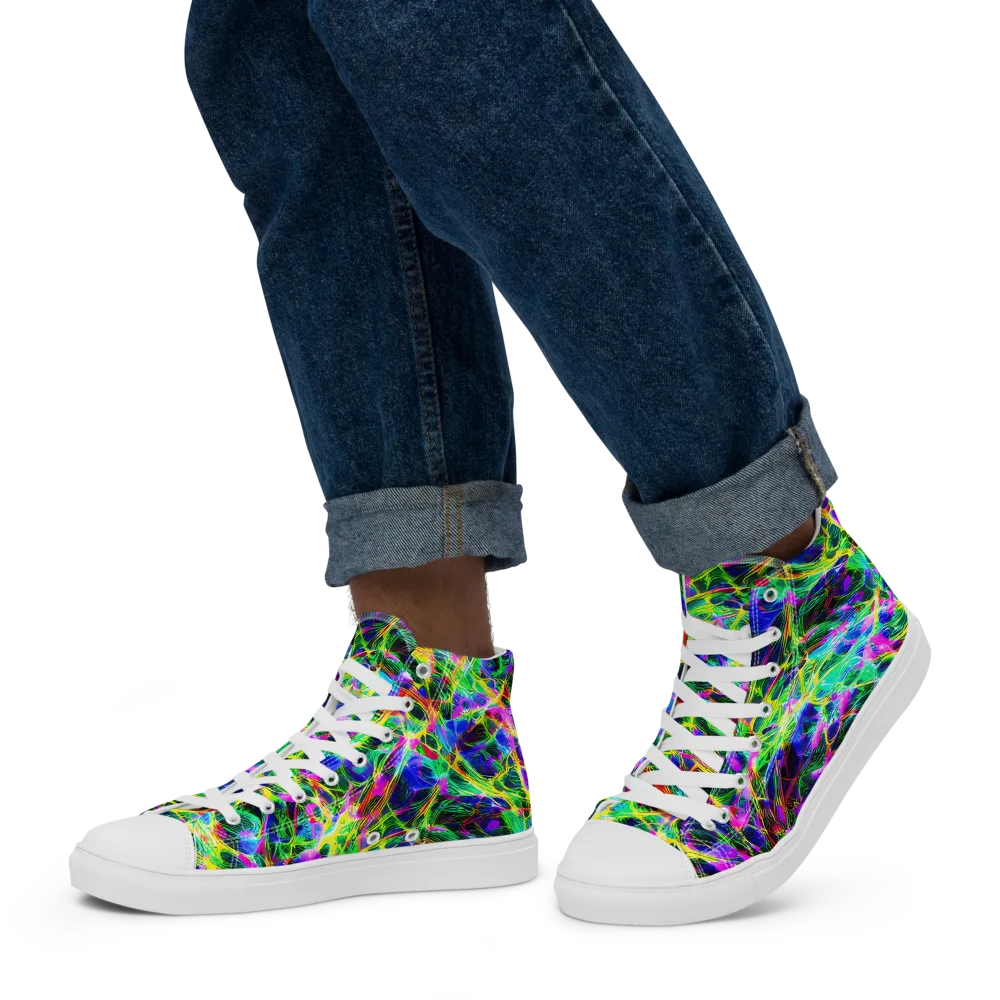 Psychedelic Rainforest on Men's High Top Canvas Shoes — Left