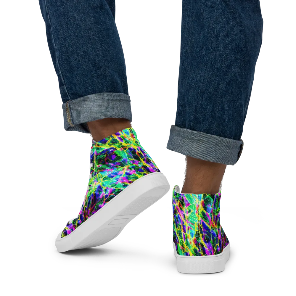 Psychedelic Rainforest on Men's High Top Canvas Shoes — Back