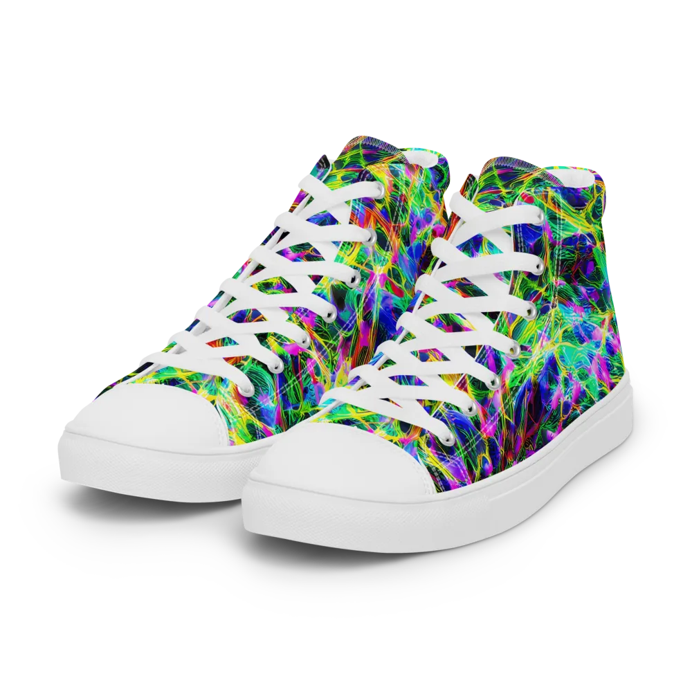 Psychedelic Rainforest on Women's High Top Canvas Shoes — Left Front