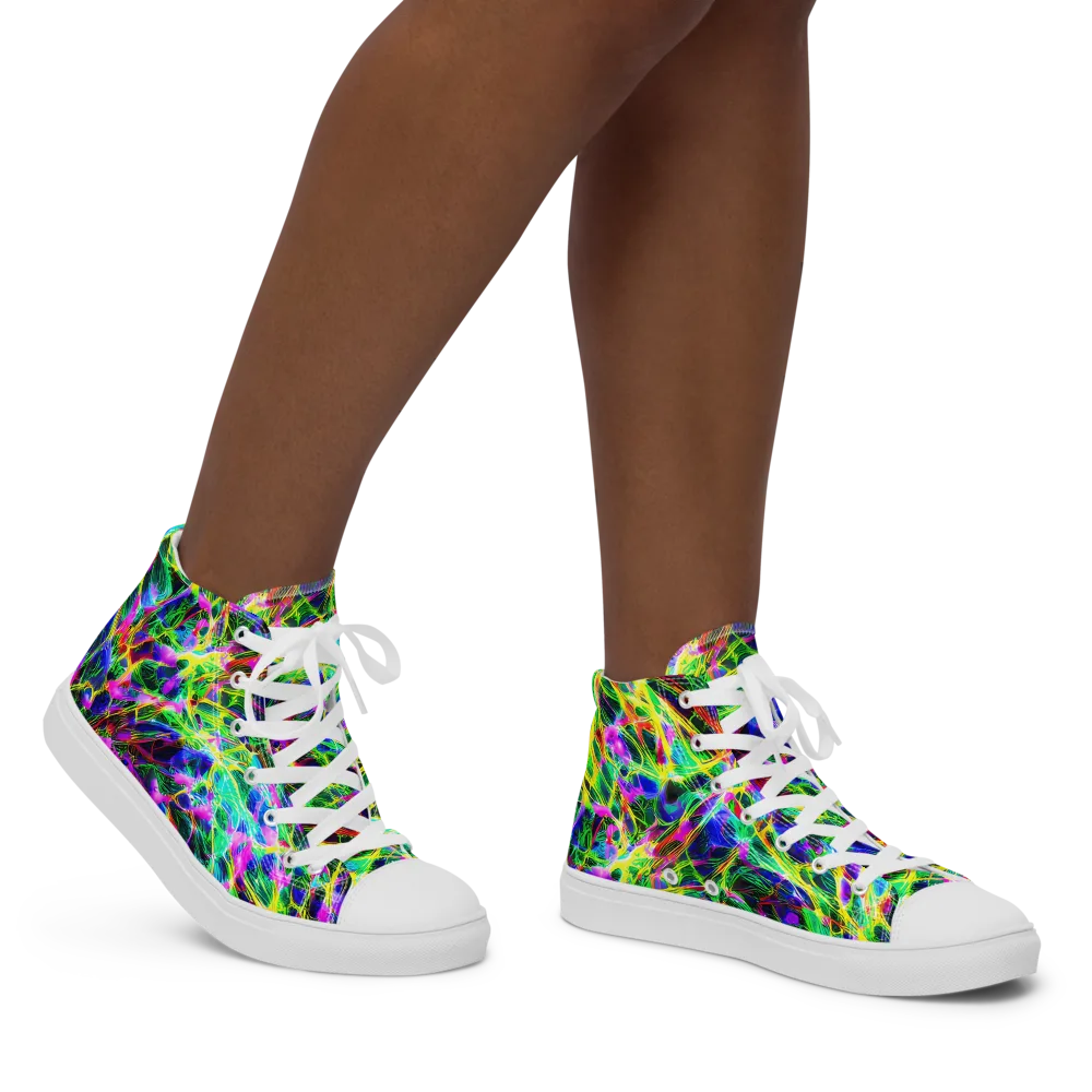 Psychedelic Rainforest on Women's High Top Canvas Shoes — Right