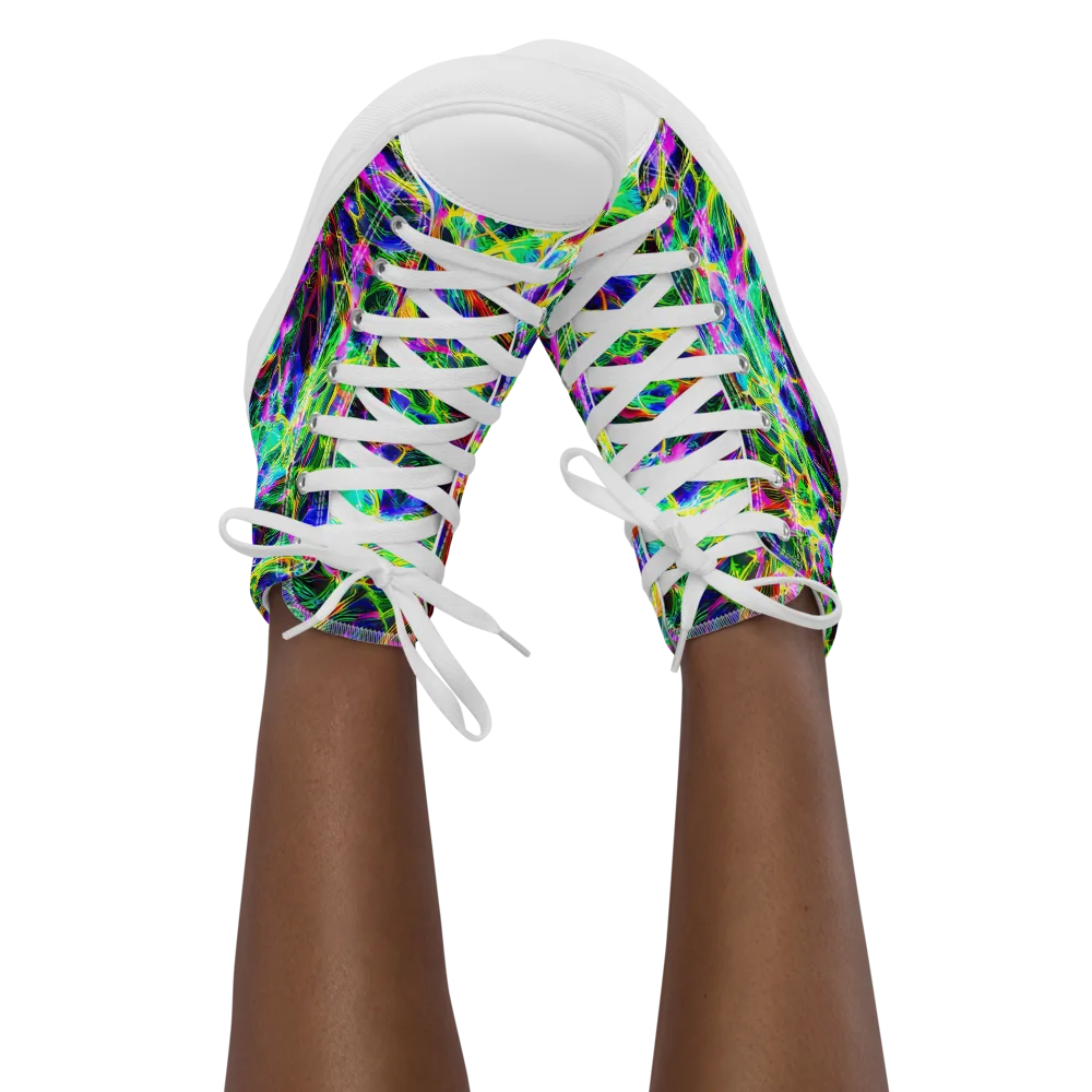 Psychedelic Rainforest on Women's High Top Canvas Shoes — Front