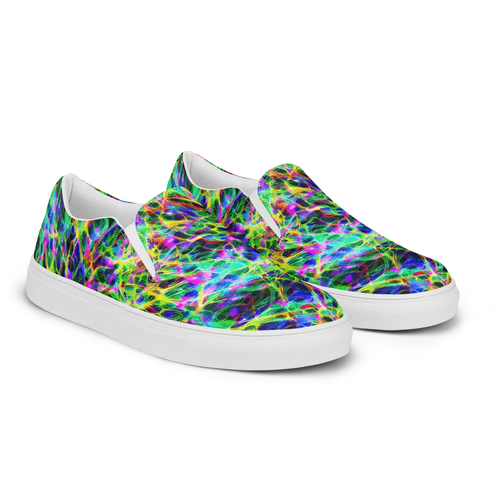 Psychedelic Rainforest on Men's Slip-On Canvas Shoes — Right Front