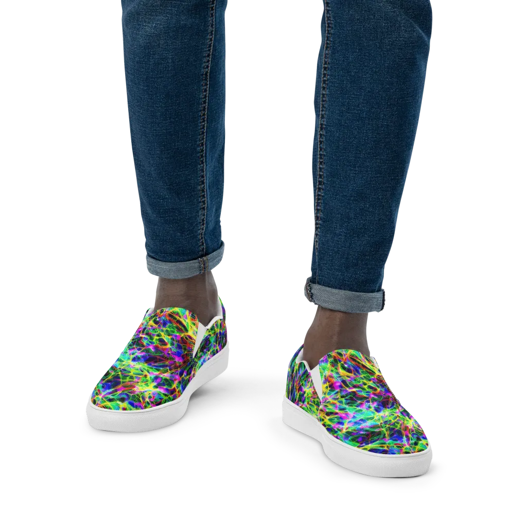 Psychedelic Rainforest on Men's Slip-On Canvas Shoes — Front