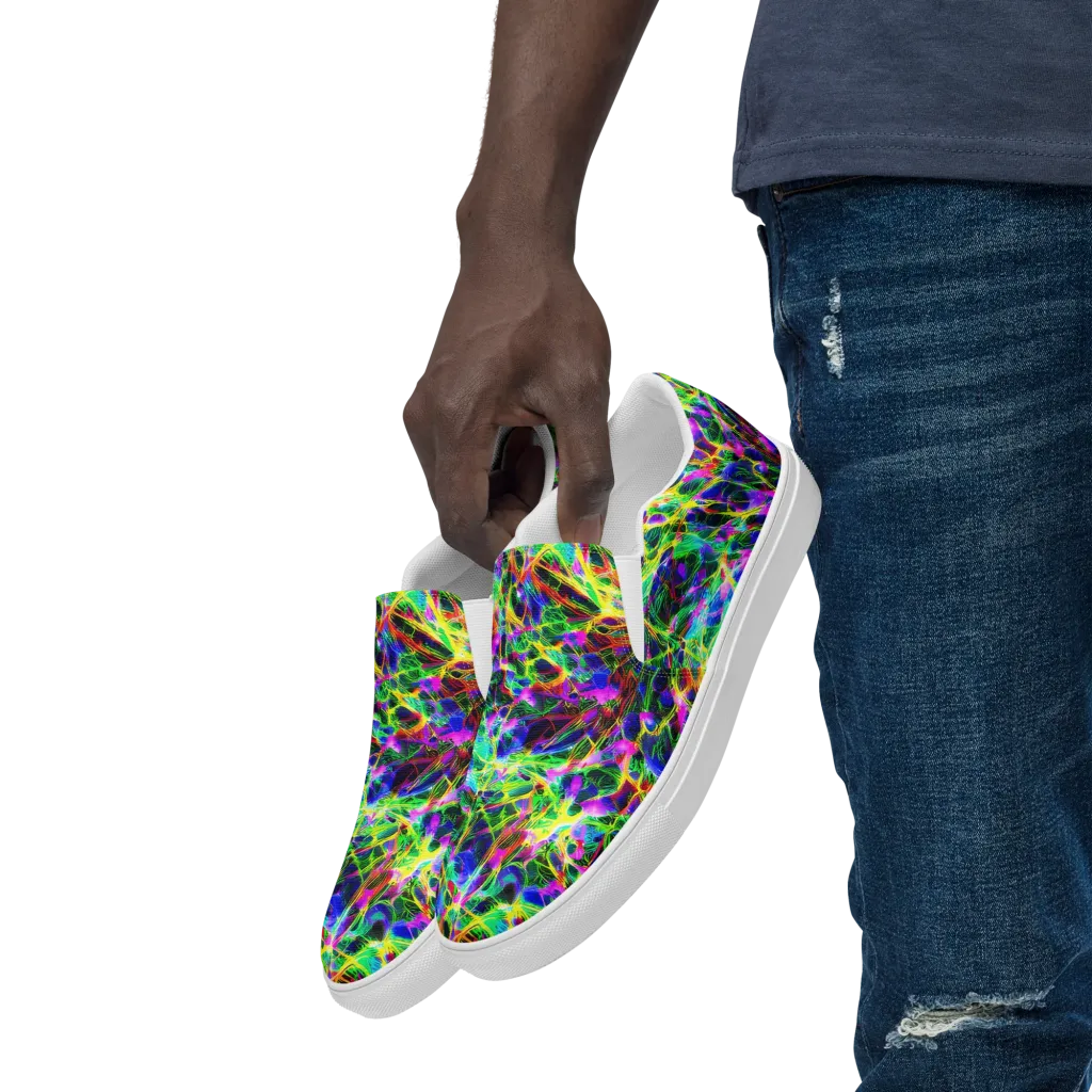 Psychedelic Rainforest on Men's Slip-On Canvas Shoes — Left Front
