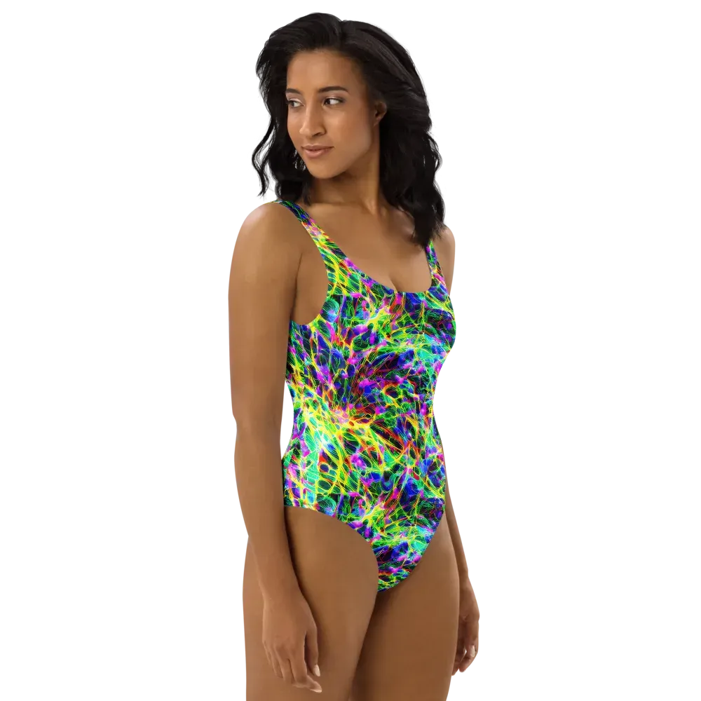 Psychedelic Rainforest on One-Piece Swimsuit — Right