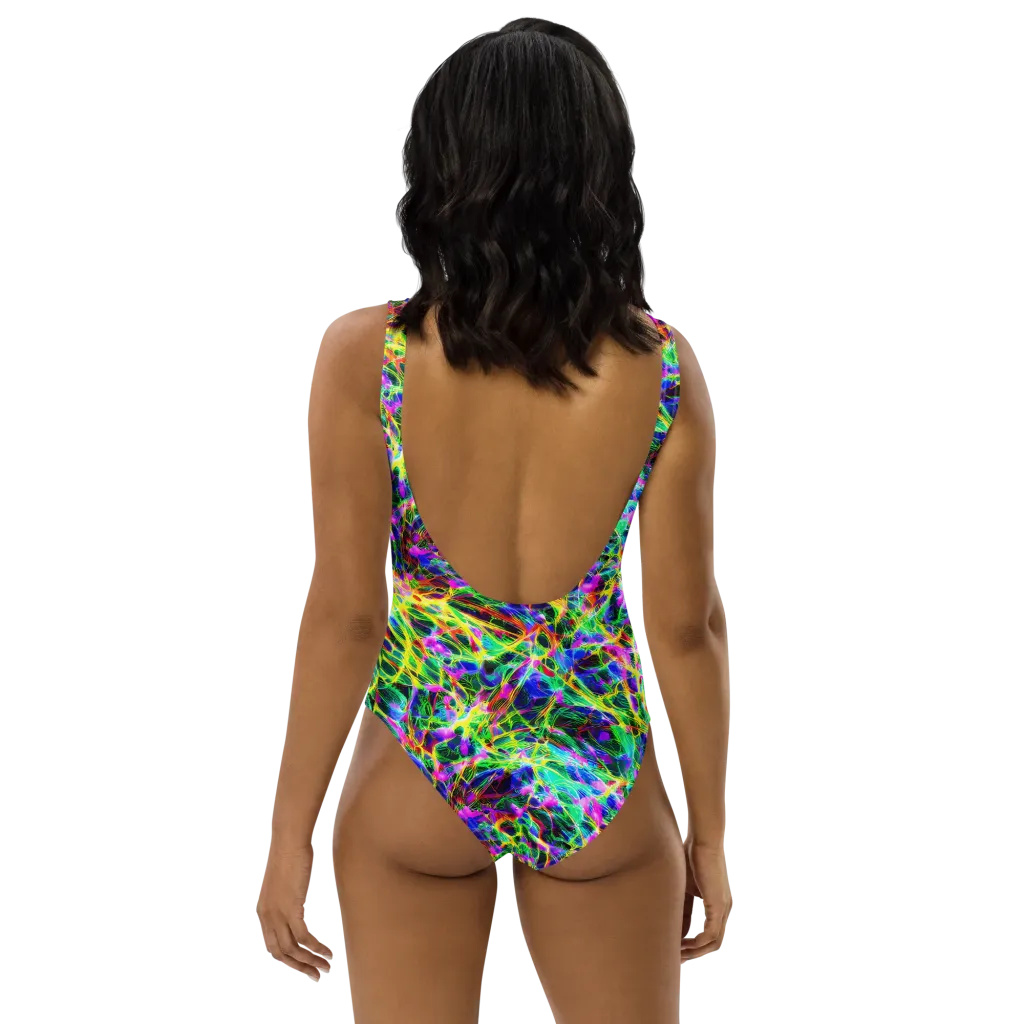 Psychedelic Rainforest on One-Piece Swimsuit — Back