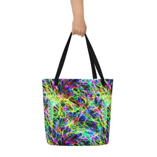 Psychedelic Rainforest on a Large Tote Bag W/ Pocket