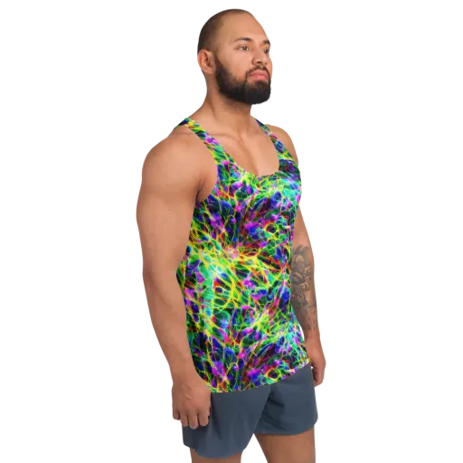 Psychedelic Rainforest on a Men's Tank Top