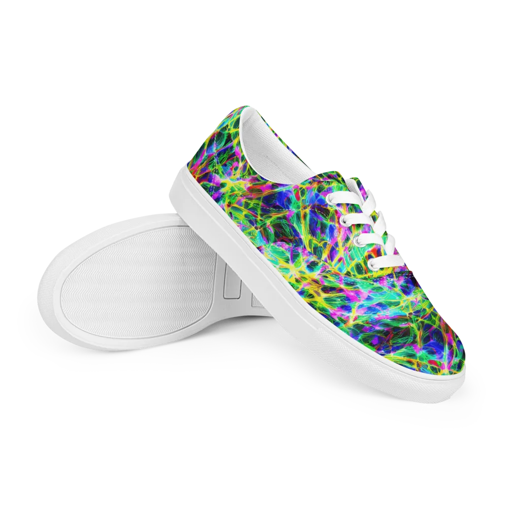 Psychedelic Rainforest on Men's Lace-Up Canvas Shoes — Right Front