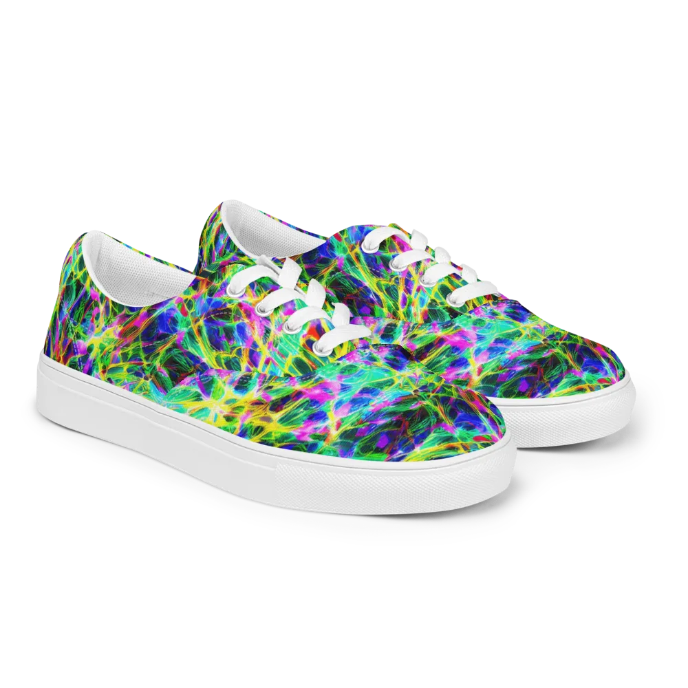 Psychedelic Rainforest on Men's Lace-Up Canvas Shoes — Right Front