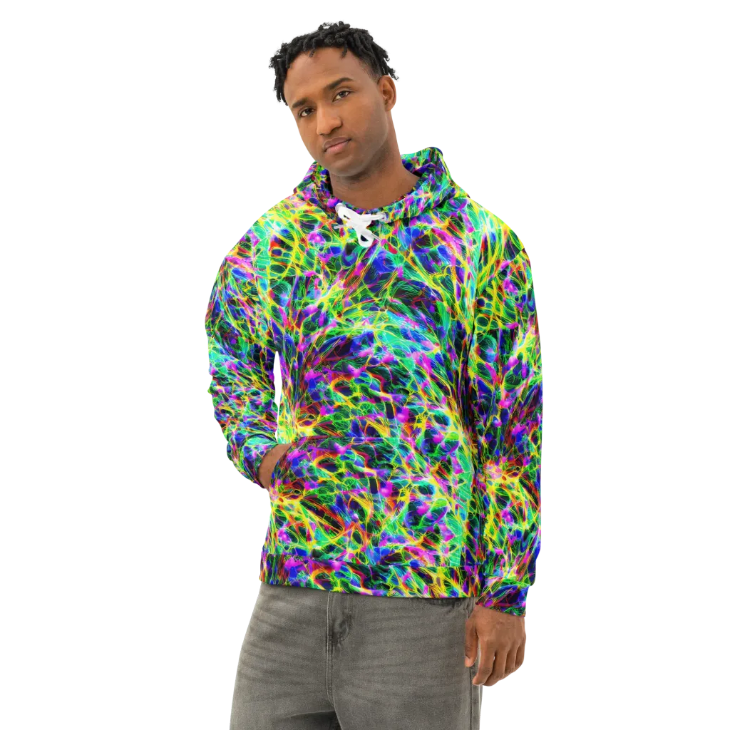 Psychedelic Rainforest on Cotton Hoodie — Left Front