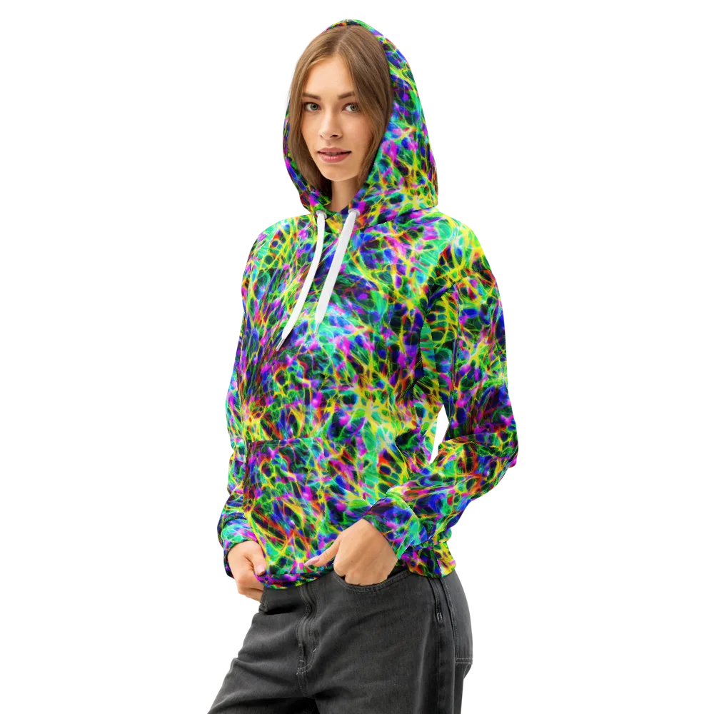 Psychedelic Rainforest on Cotton Hoodie — Left Front