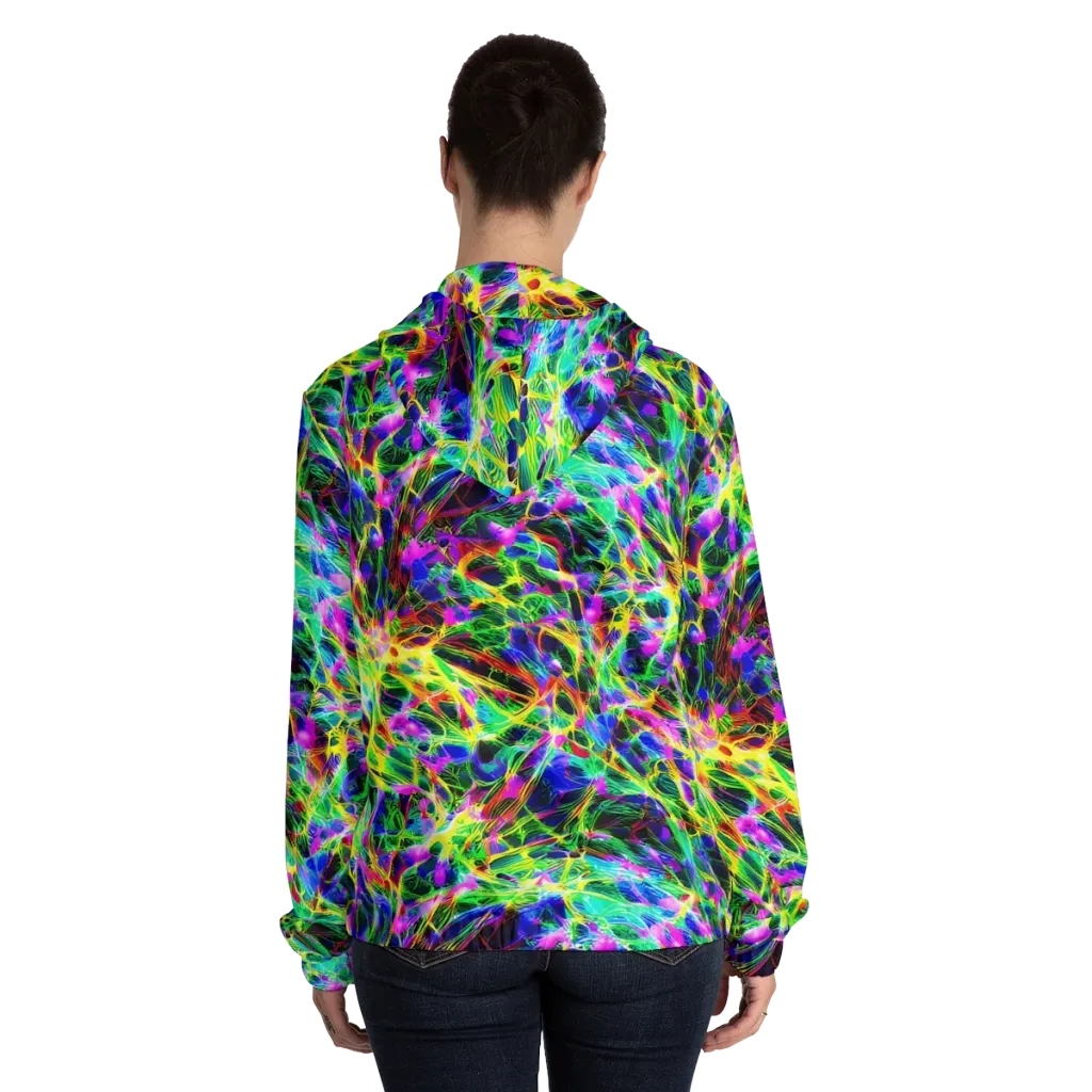 Psychedelic Rainforest on Women's Full-Zip Hoodie — Back On Person