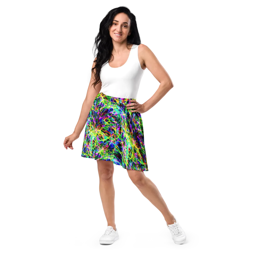 Psychedelic Rainforest on Skater Skirt — Front