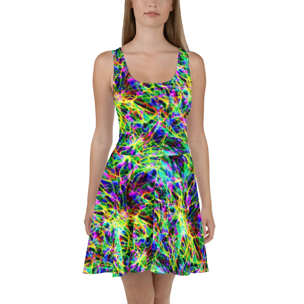 Psychedelic Rainforest on Skater Dress — Front