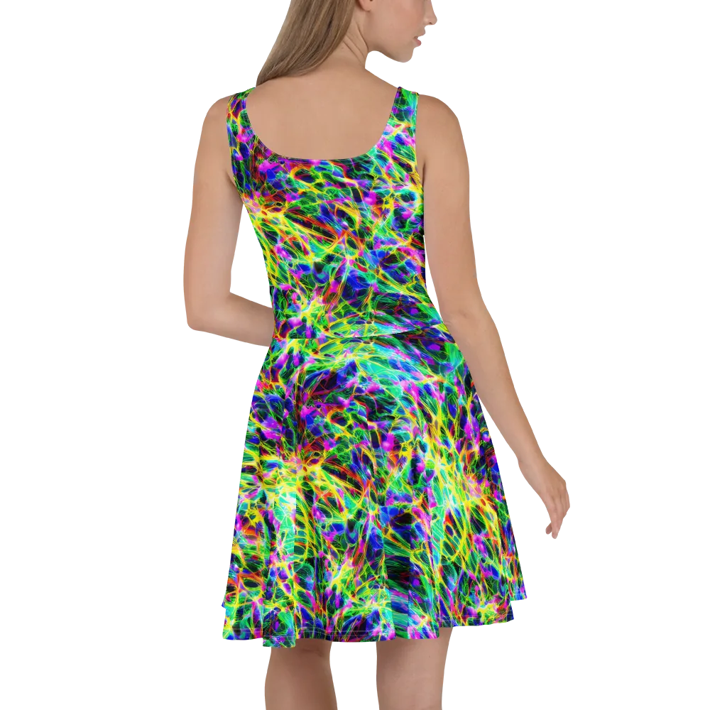 Psychedelic Rainforest on Skater Dress — Back