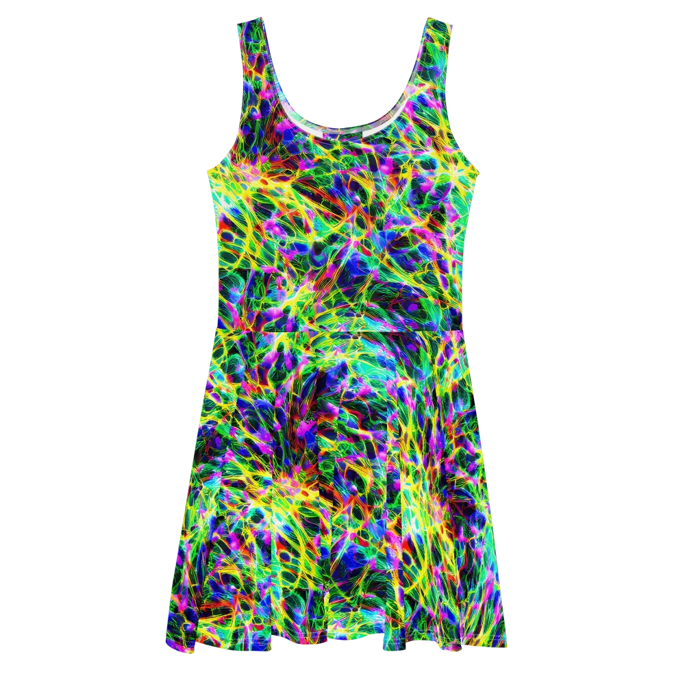 Psychedelic Rainforest on Skater Dress — Front