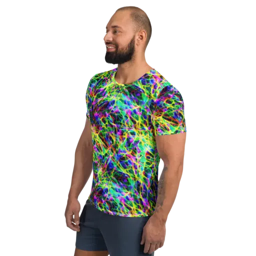 Psychedelic Rainforest on a Men's Athletic T-Shirt