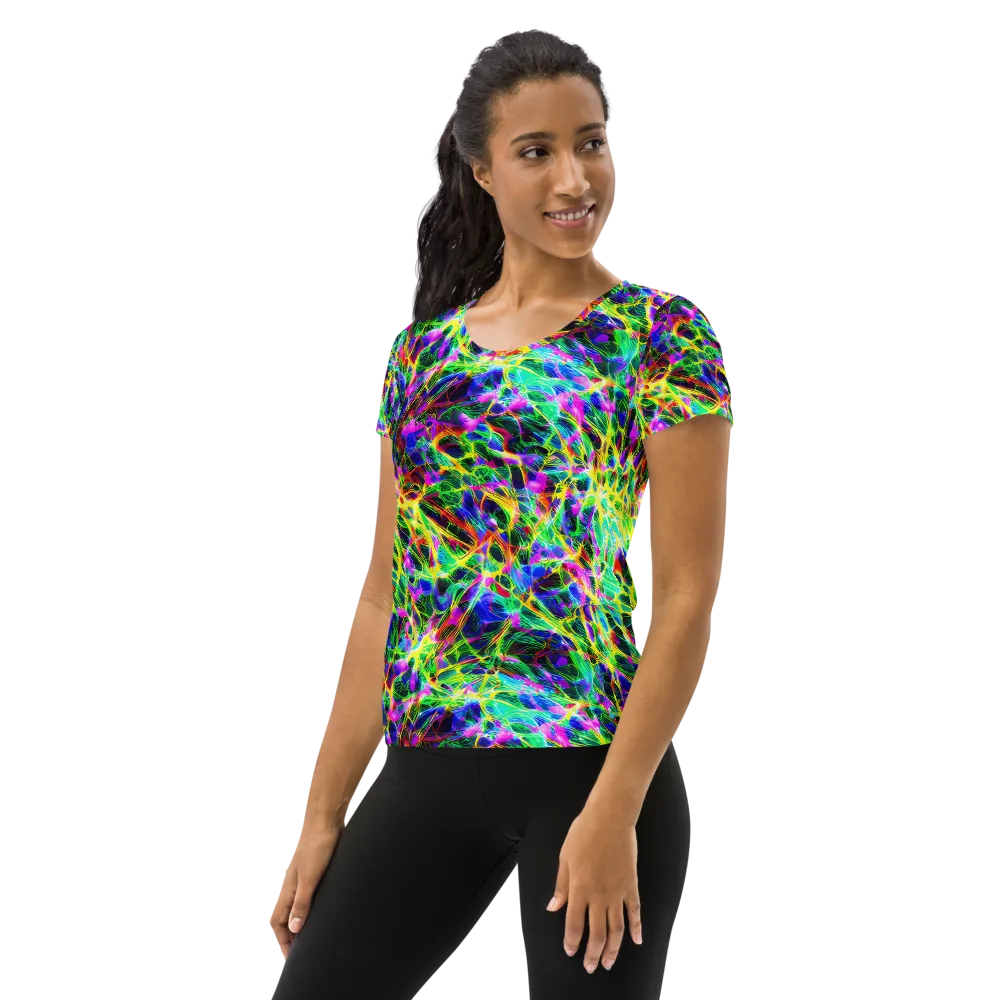 Psychedelic Rainforest on Women's Athletic T-Shirt — Left