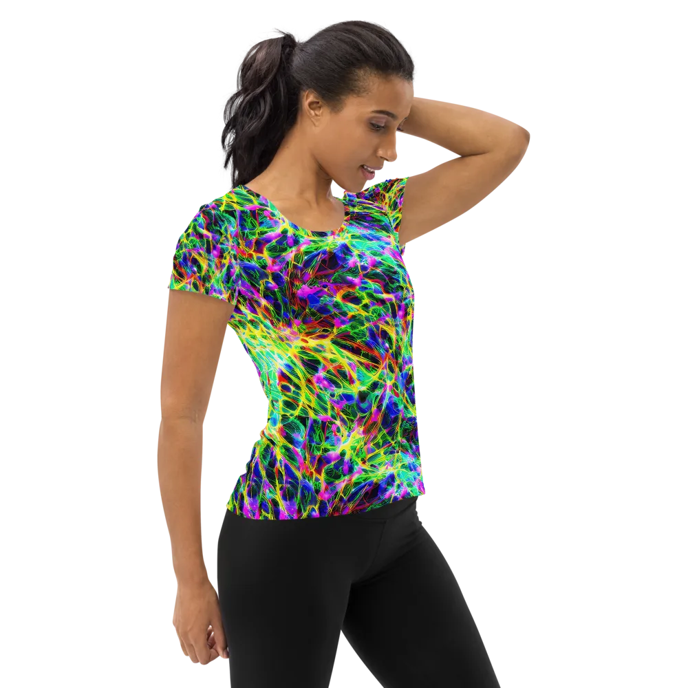 Psychedelic Rainforest on Women's Athletic T-Shirt — Right