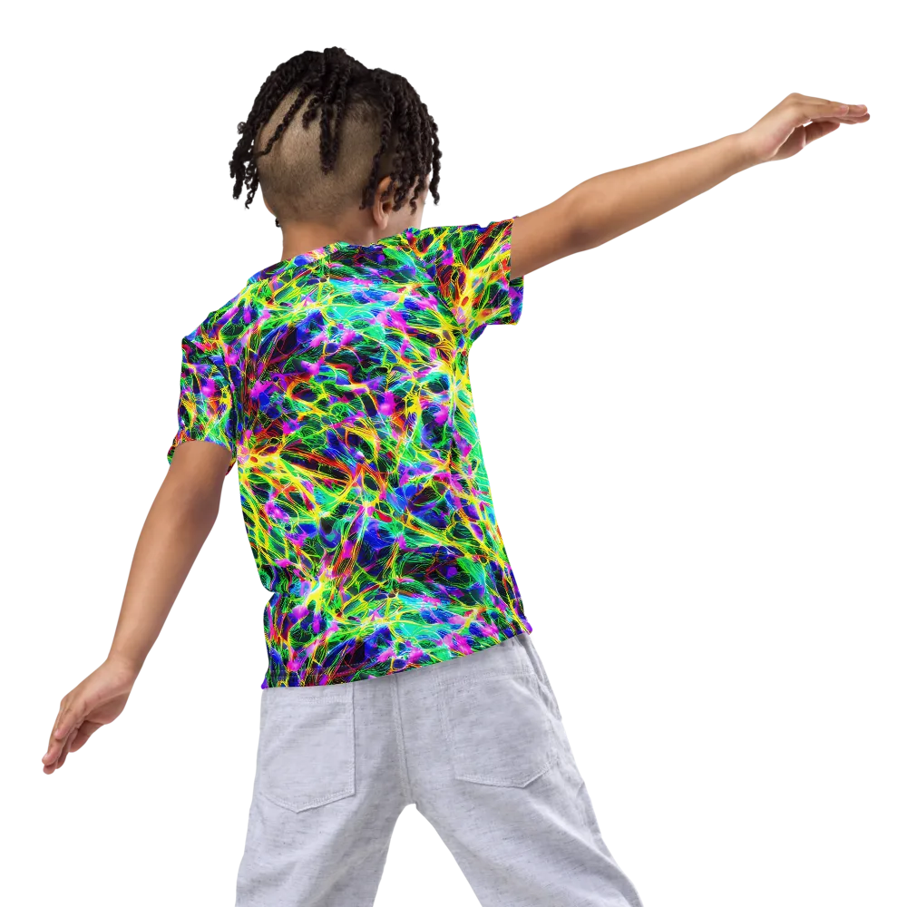 Psychedelic Rainforest on Kids Crew Neck T-Shirt — Back