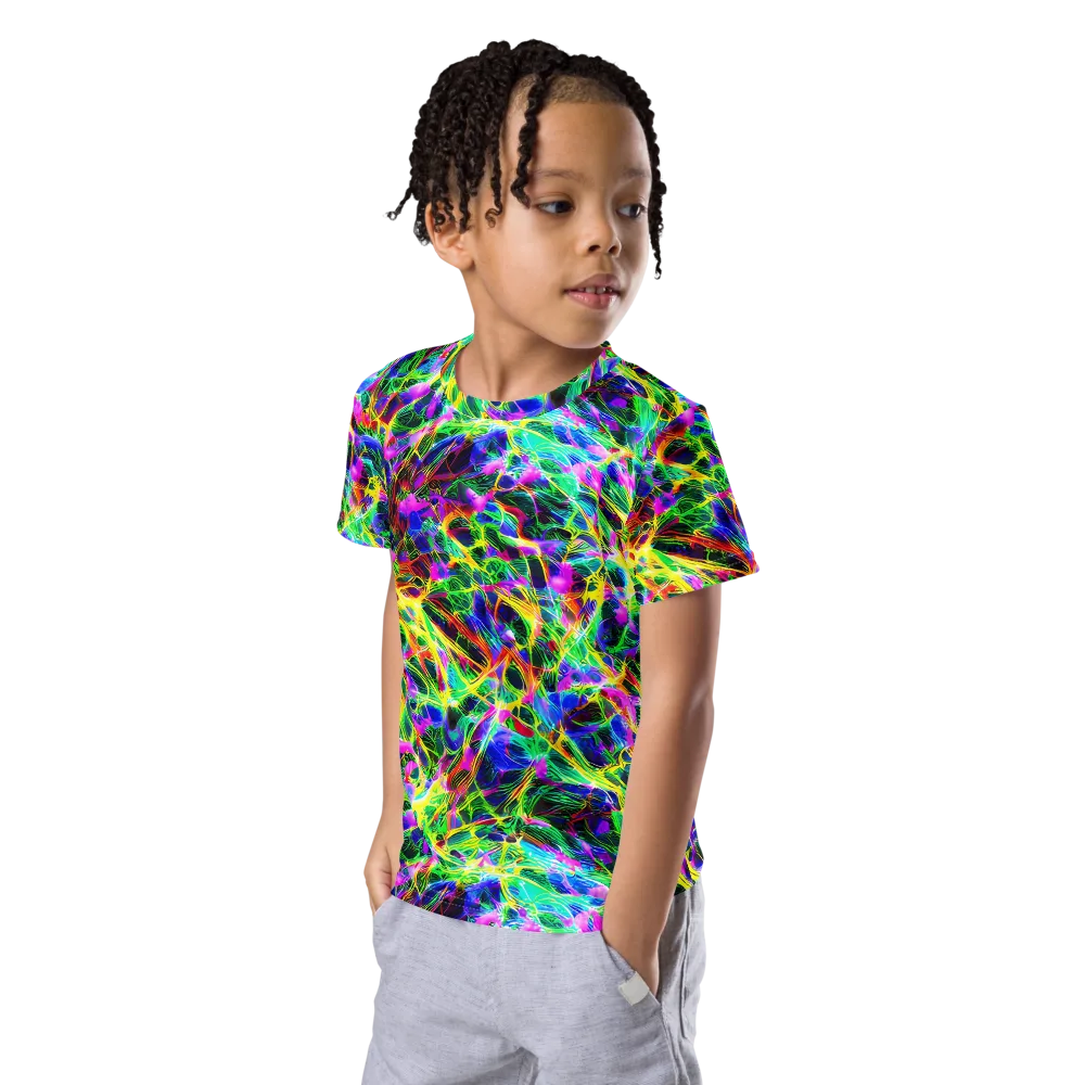 Psychedelic Rainforest on Kids Crew Neck T-Shirt — Left Front