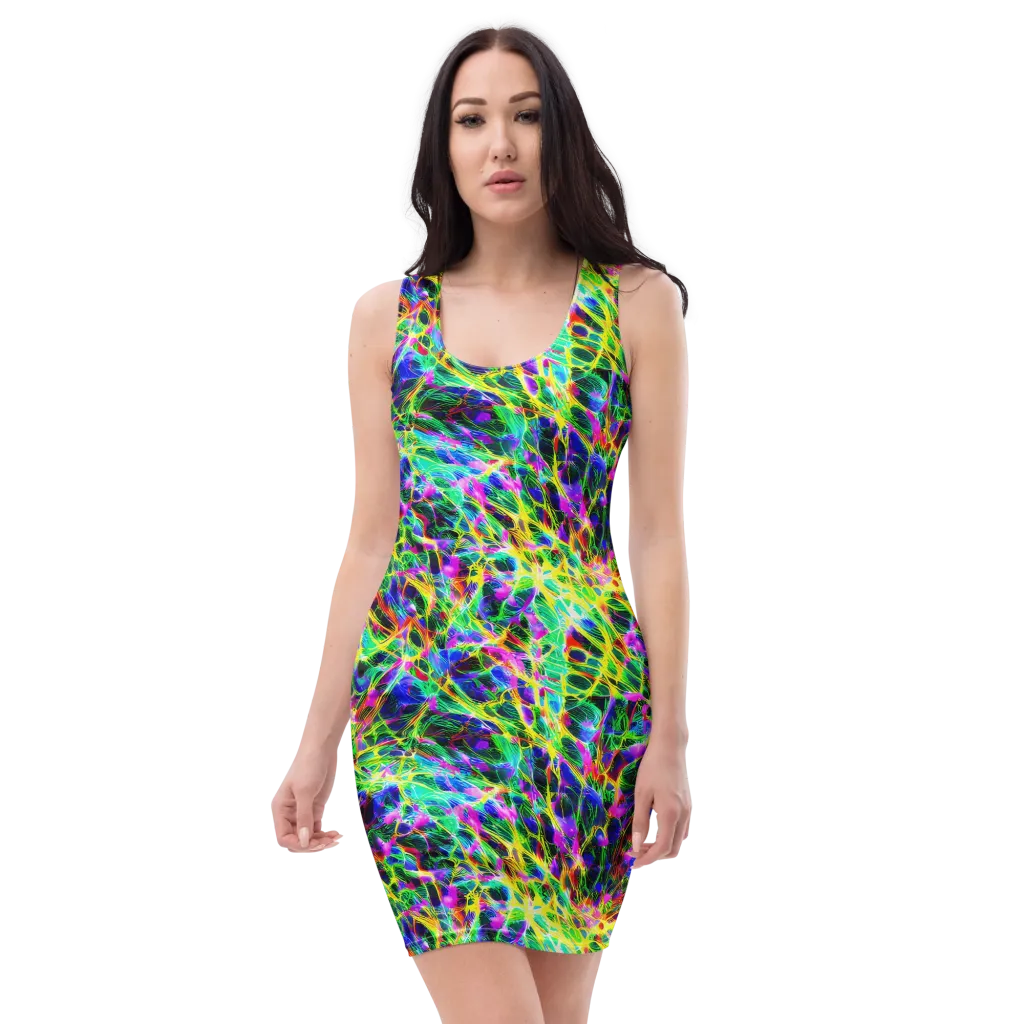 Psychedelic Rainforest on Bodycon Dress — Front