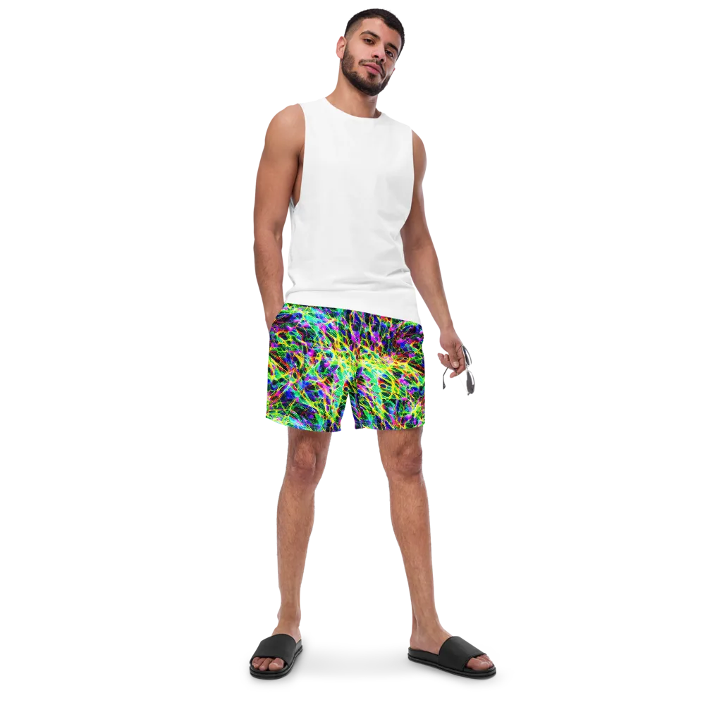 Psychedelic Rainforest on Swim Trunks — Front