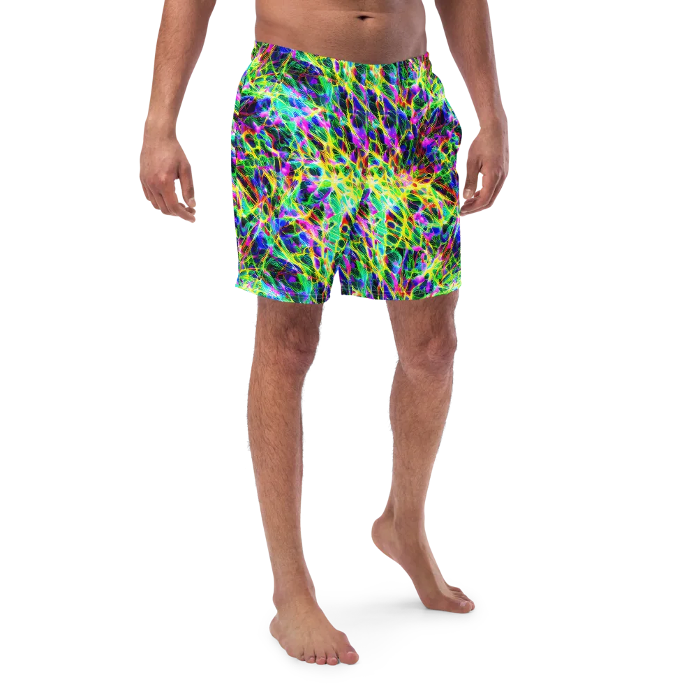 Psychedelic Rainforest on Swim Trunks — Front