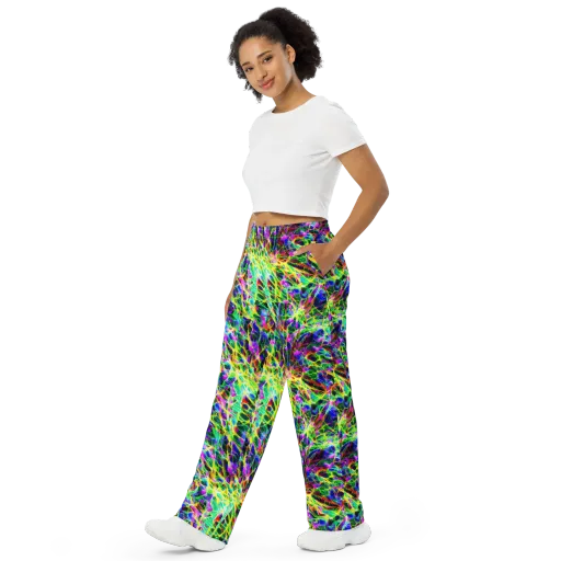 Psychedelic Rainforest on a Wide-Leg Pants