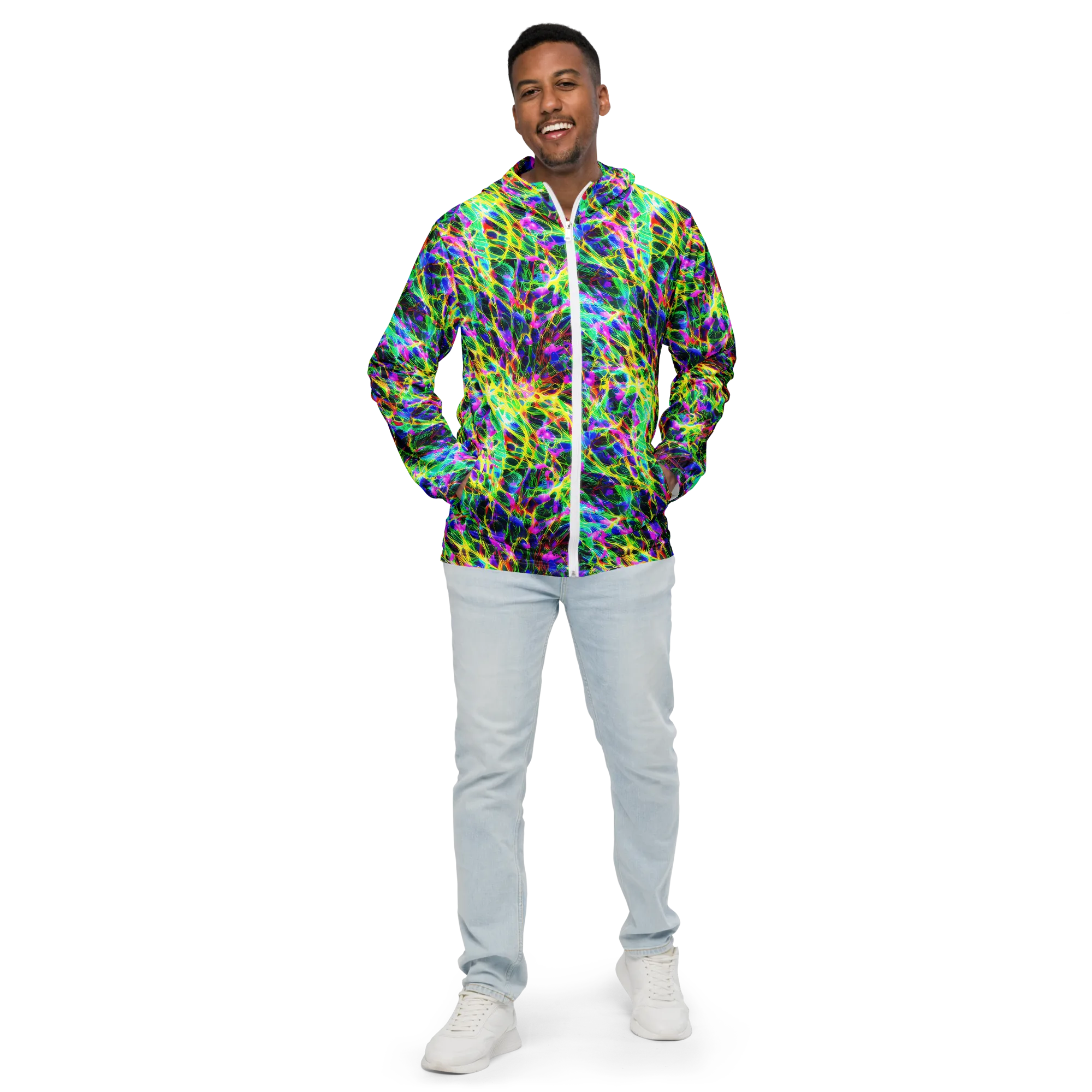 Psychedelic Rainforest on Men's Windbreaker — Front