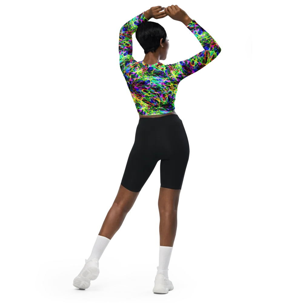 Psychedelic Rainforest on Long Sleeve Crop Top — Back