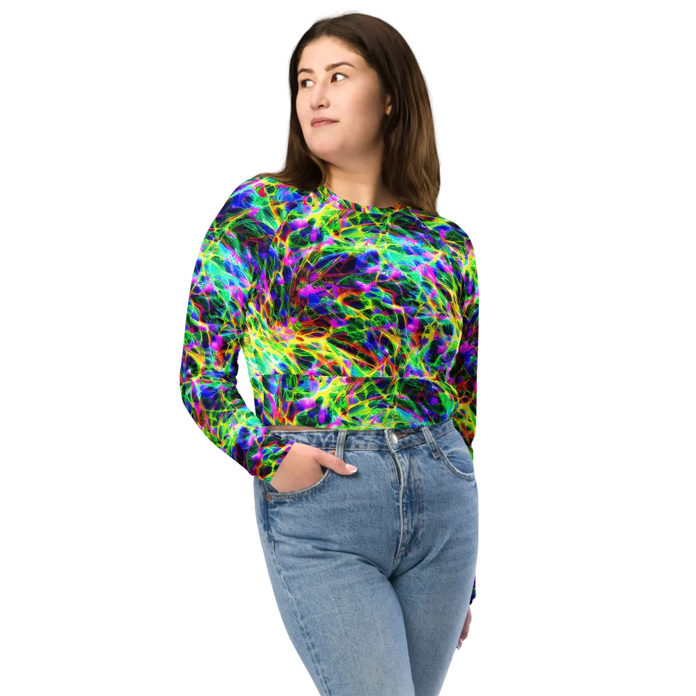 Psychedelic Rainforest on Long Sleeve Crop Top — Front