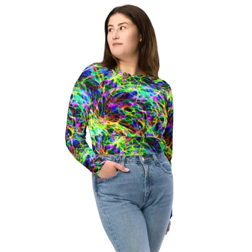 Psychedelic Rainforest on a Long Sleeve Crop Top