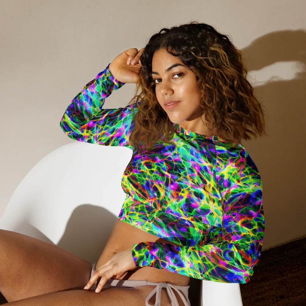 Psychedelic Rainforest on Long Sleeve Crop Top — Left Front