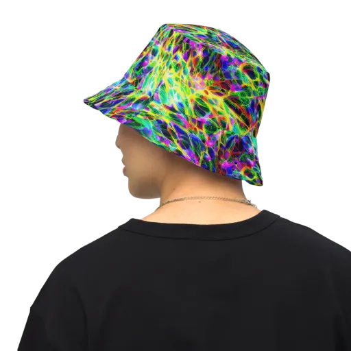 Psychedelic Rainforest on a Reversible Bucket Hat