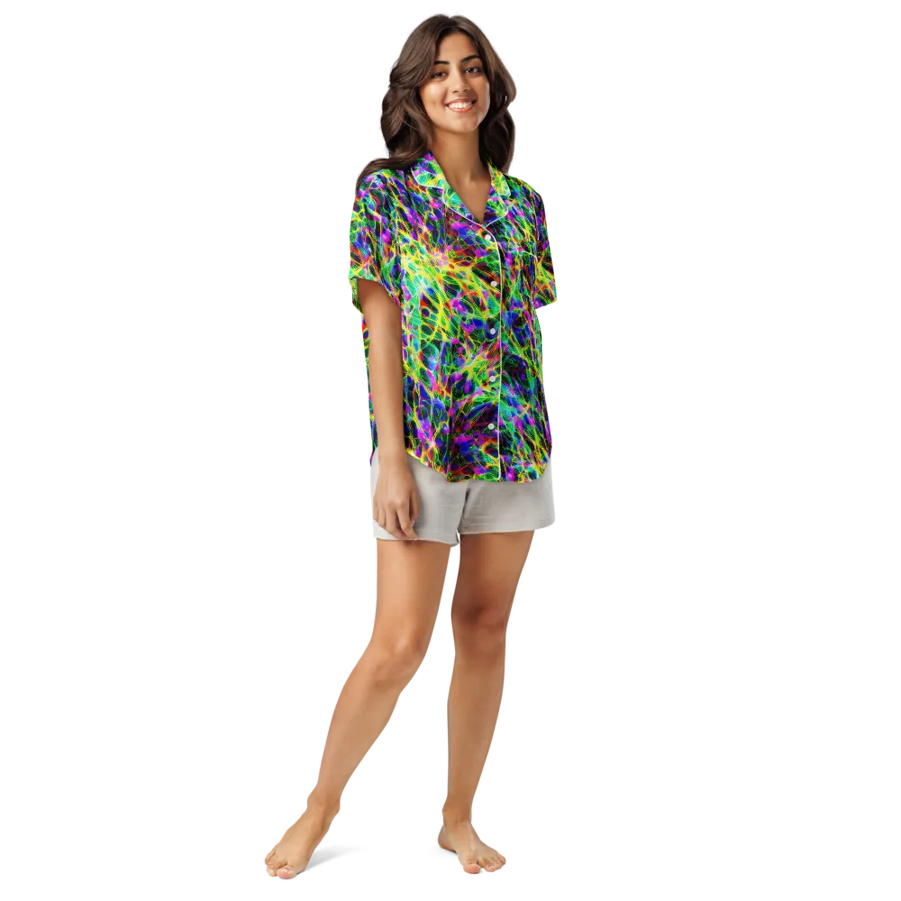 Psychedelic Rainforest on Women's Short Sleeve Pajama Top — Front