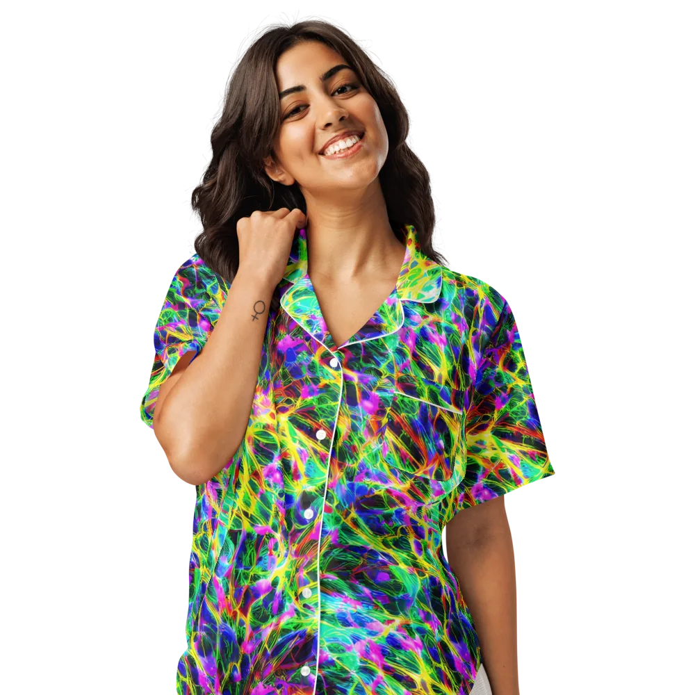 Psychedelic Rainforest on Women's Short Sleeve Pajama Top — Front