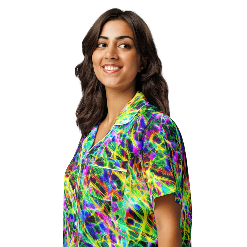 Psychedelic Rainforest on Women's Short Sleeve Pajama Top — Left Front