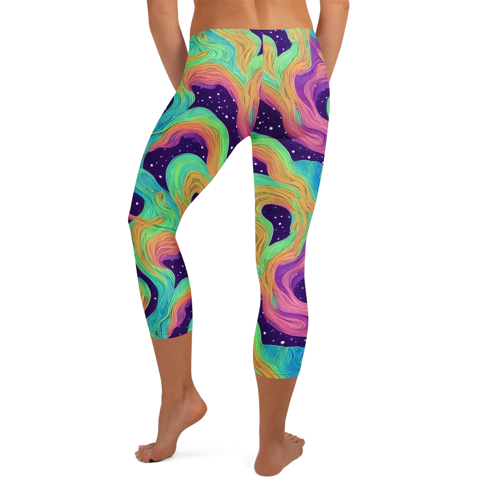 Nebula Whirl on Capri Leggings — Back